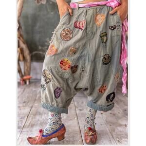 Magnolia Pearl Joni Trousers 772 Peace Patchwork Distressed Boho Pants
